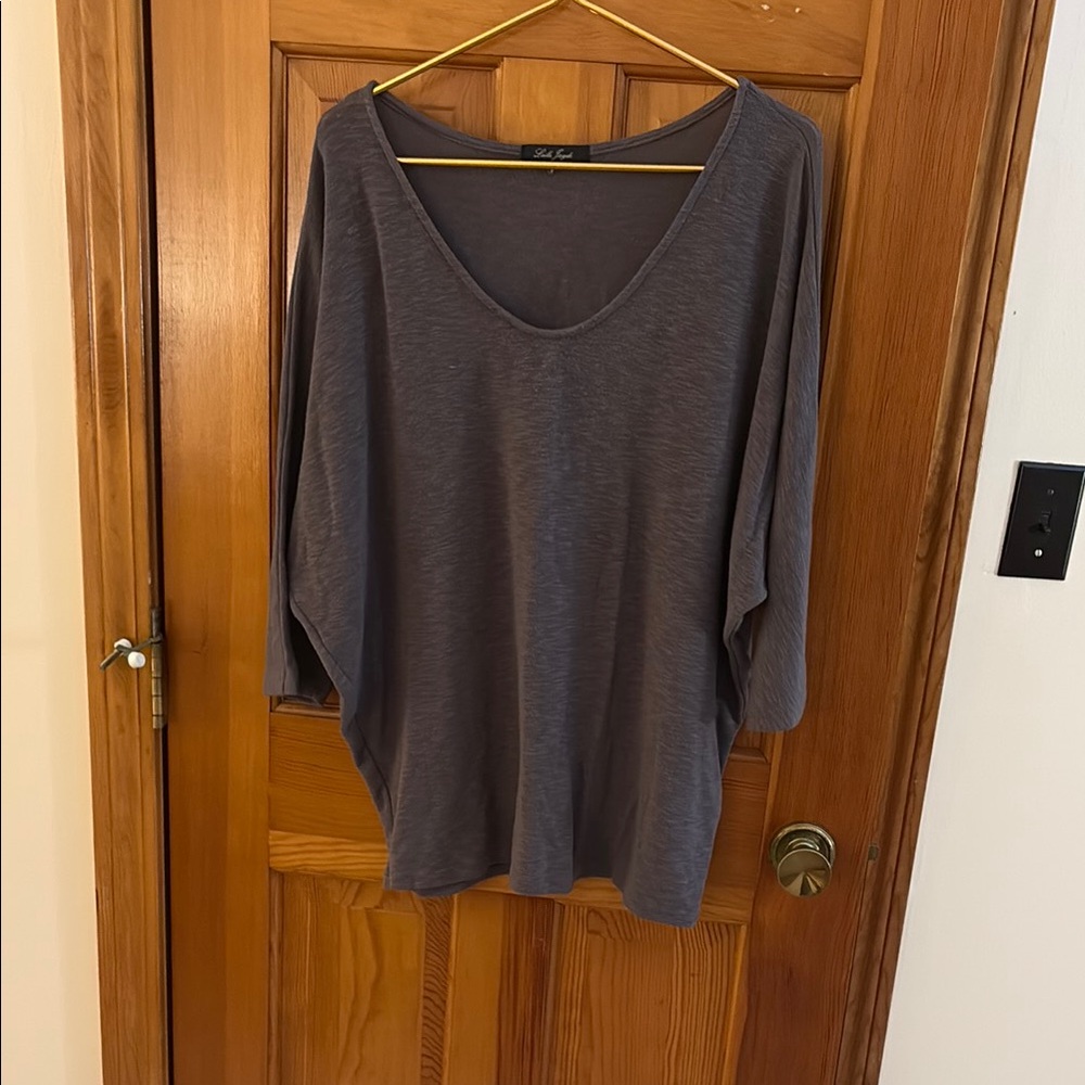 Gray Boxy 3/4 Sleeve Blouse